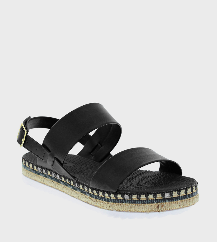 Metallic Strap Espadrille Flat Sandals