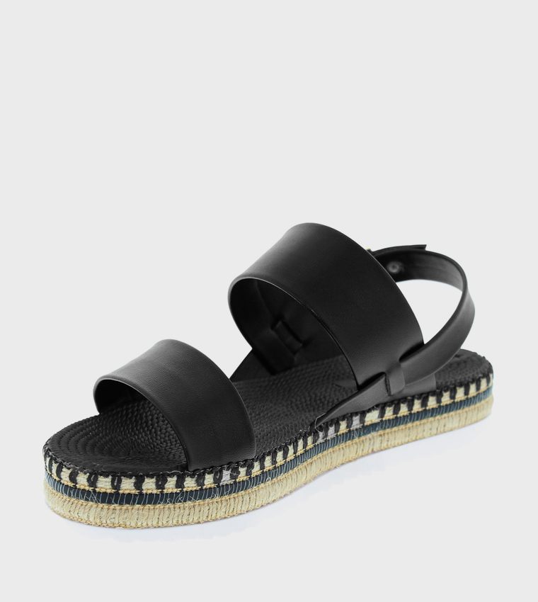 Metallic Strap Espadrille Flat Sandals