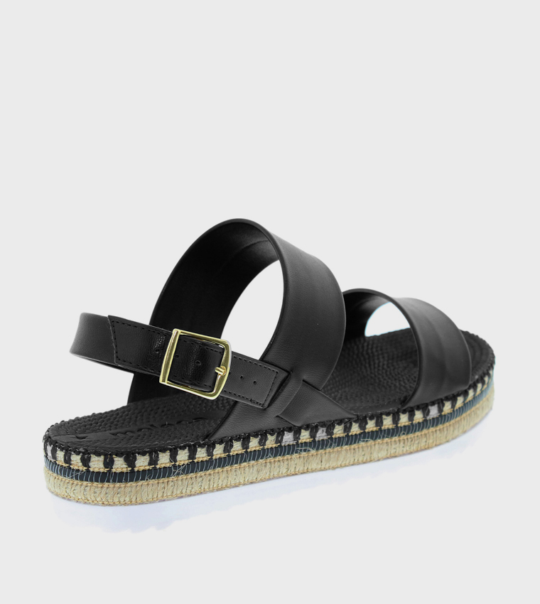 Metallic Strap Espadrille Flat Sandals