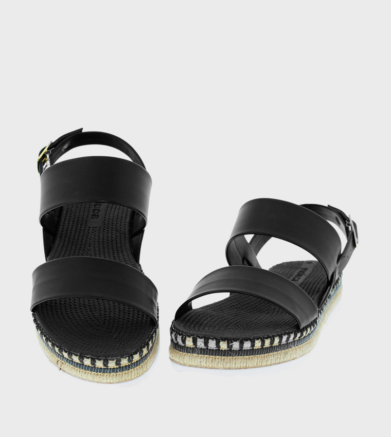 Metallic Strap Espadrille Flat Sandals