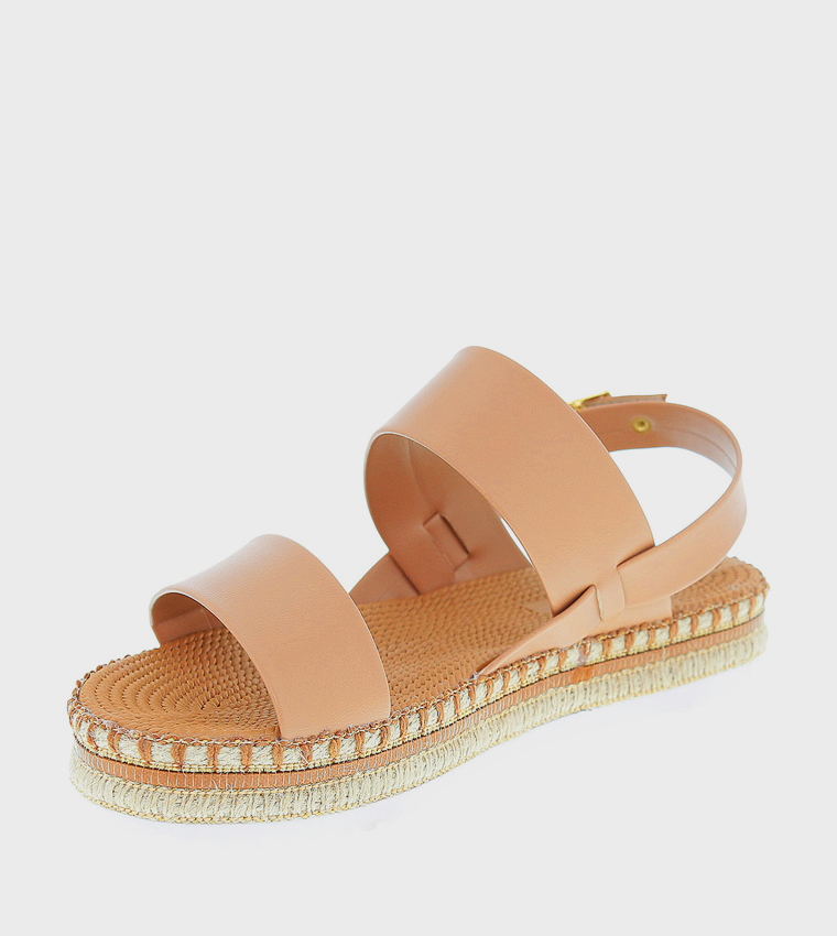 Metallic Strap Espadrille Flat Sandals