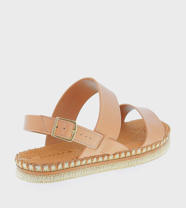 Metallic Strap Espadrille Flat Sandals