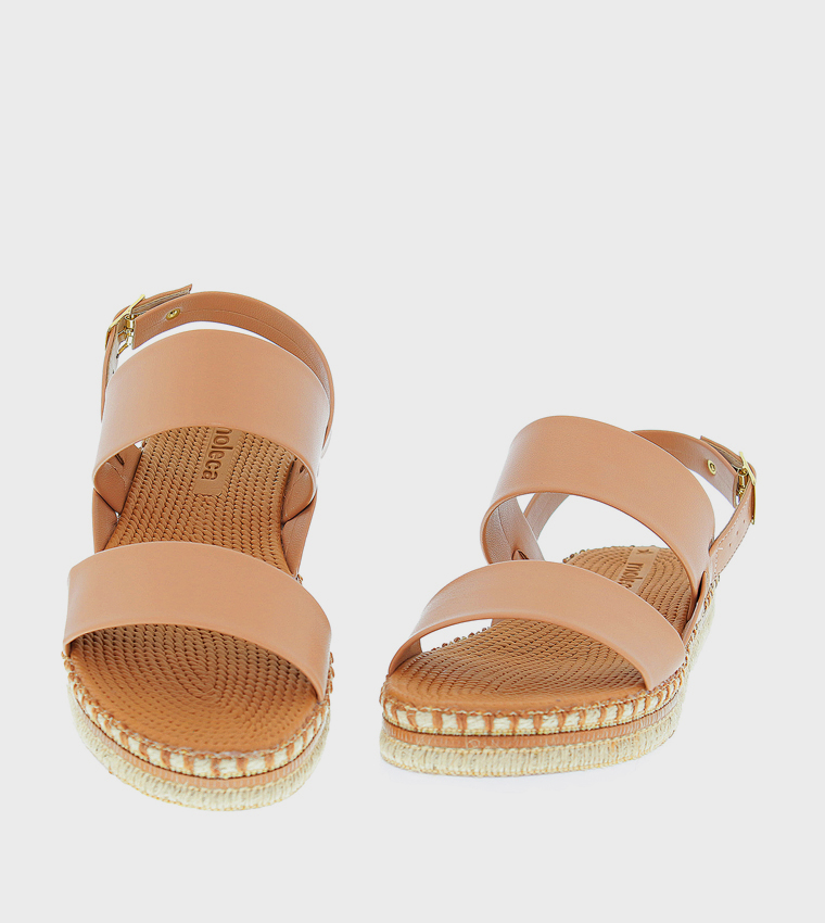 Metallic Strap Espadrille Flat Sandals