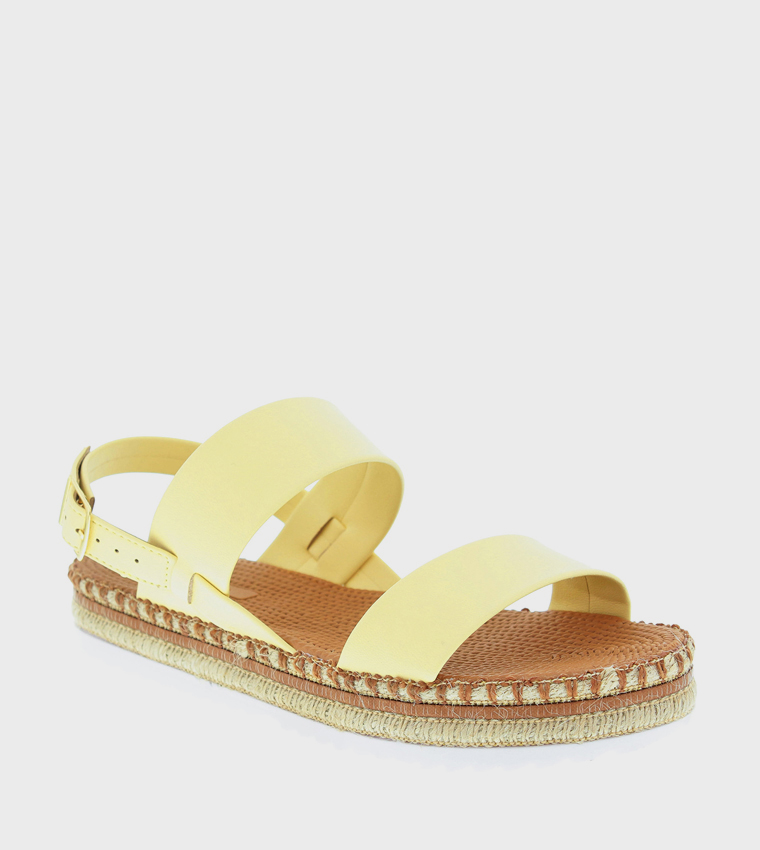 Metallic Strap Espadrille Flat Sandals