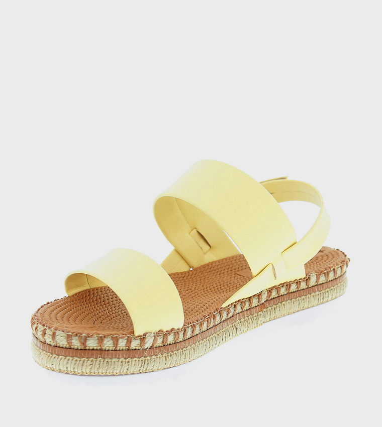 Metallic Strap Espadrille Flat Sandals