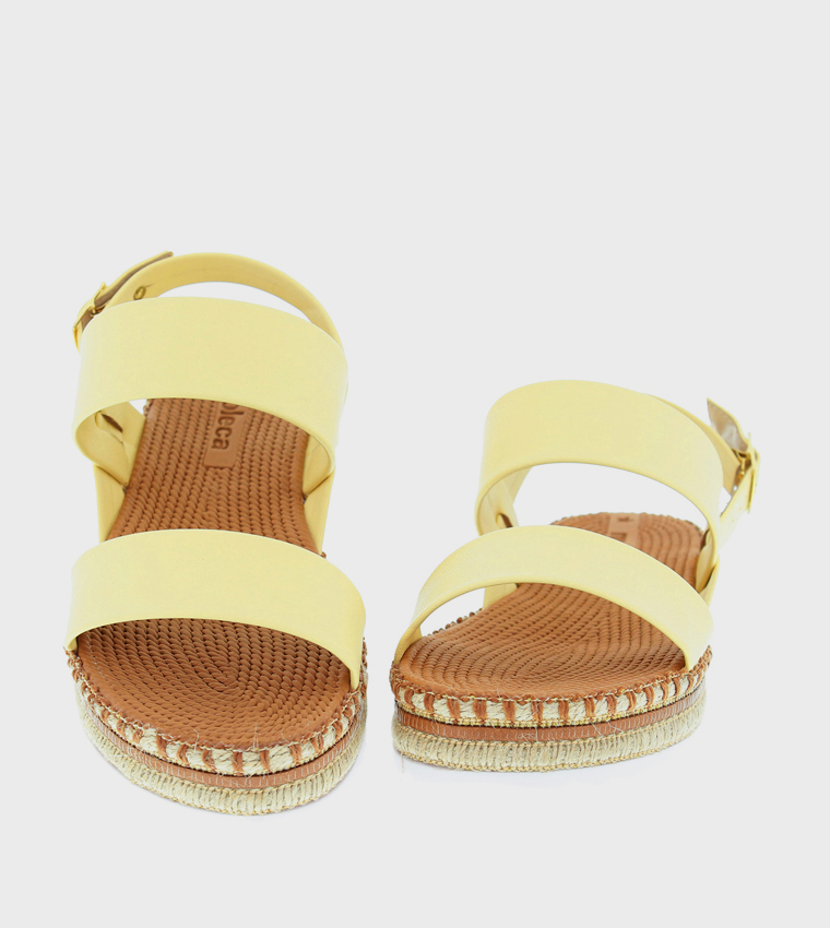 Metallic Strap Espadrille Flat Sandals
