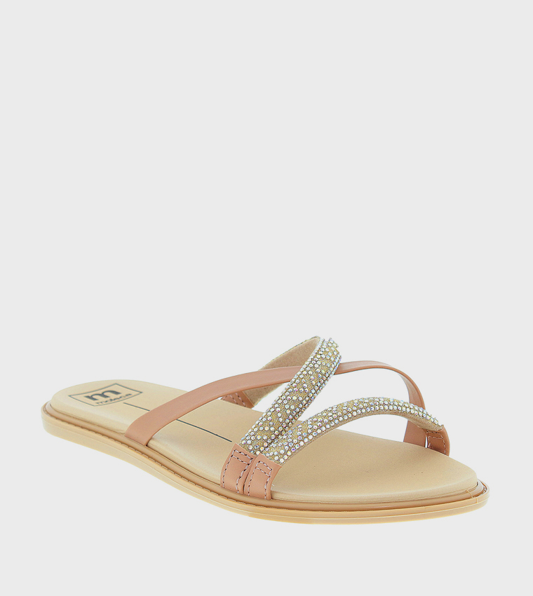 Embellished Open Toe Flat Sandals