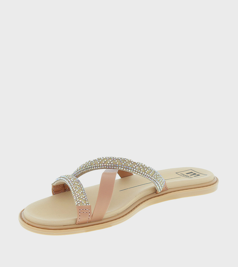 Embellished Open Toe Flat Sandals
