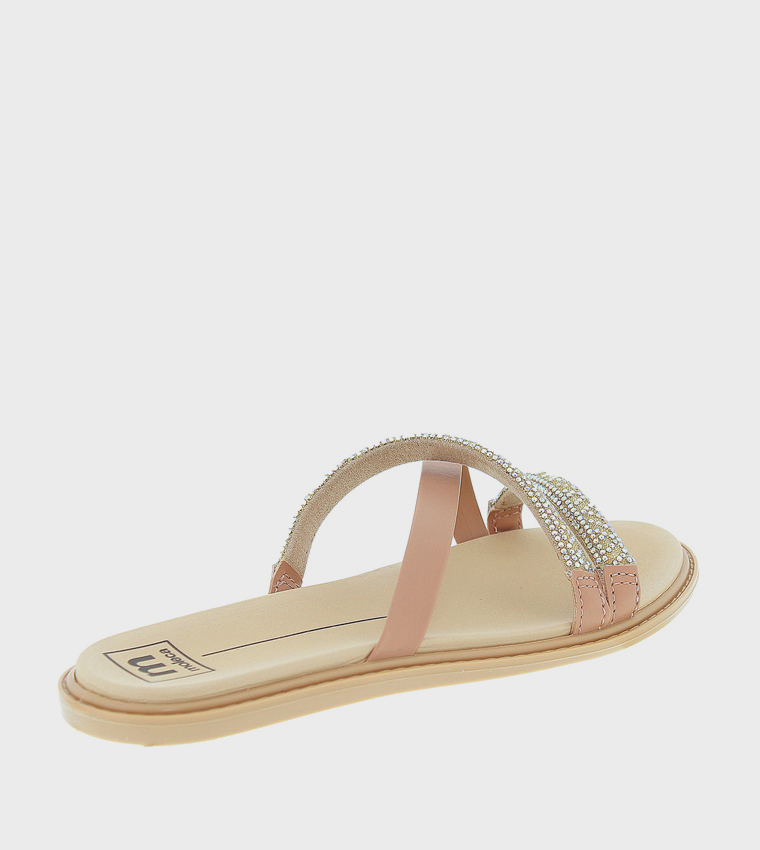 Embellished Open Toe Flat Sandals