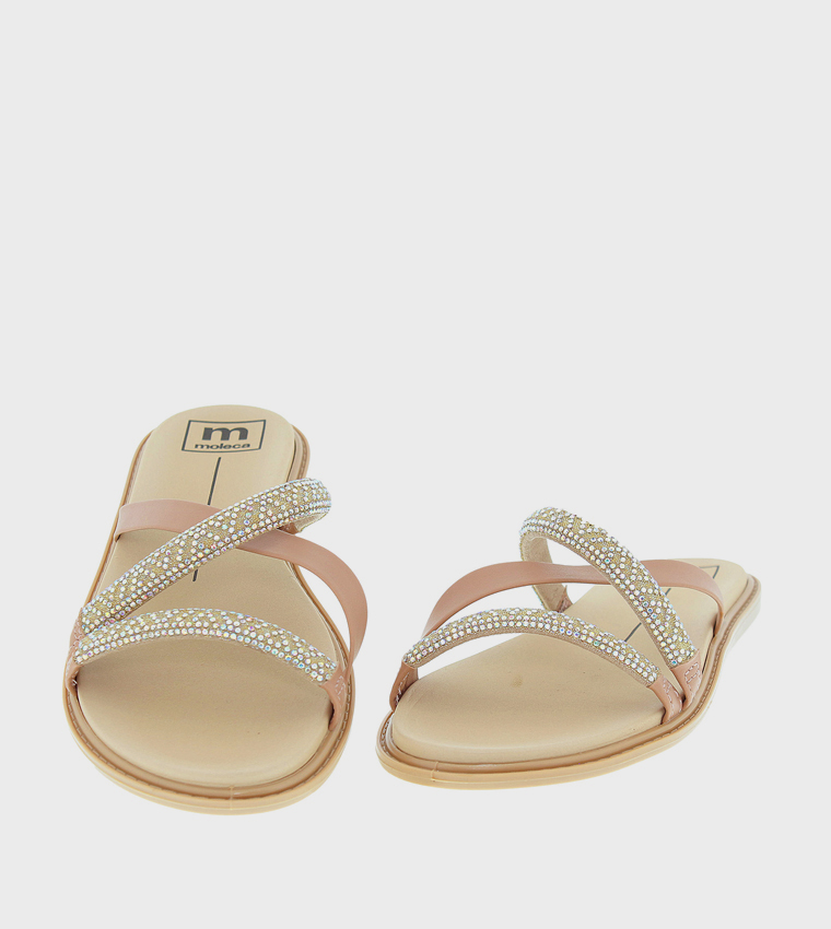 Embellished Open Toe Flat Sandals