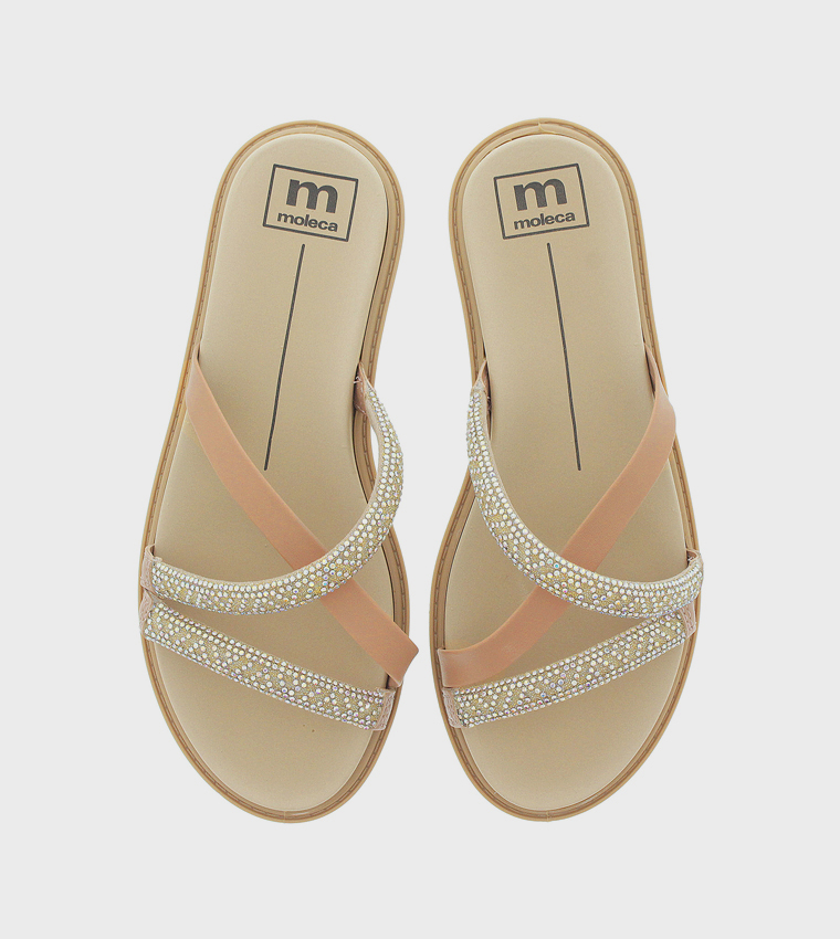 Embellished Open Toe Flat Sandals