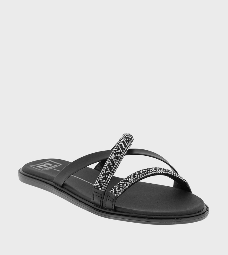 Embellished Open Toe Flat Sandals