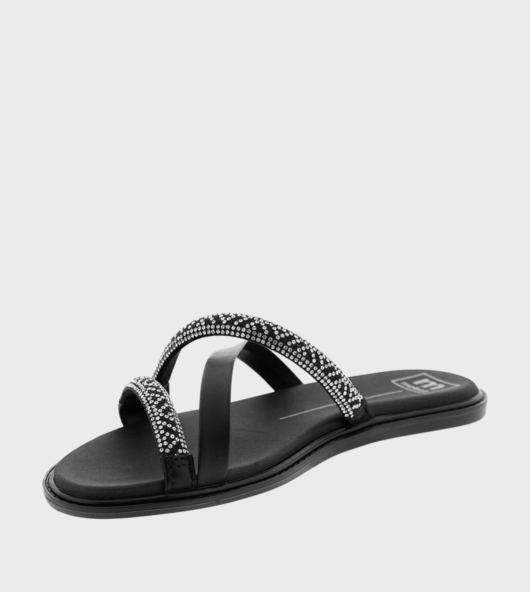 Embellished Open Toe Flat Sandals