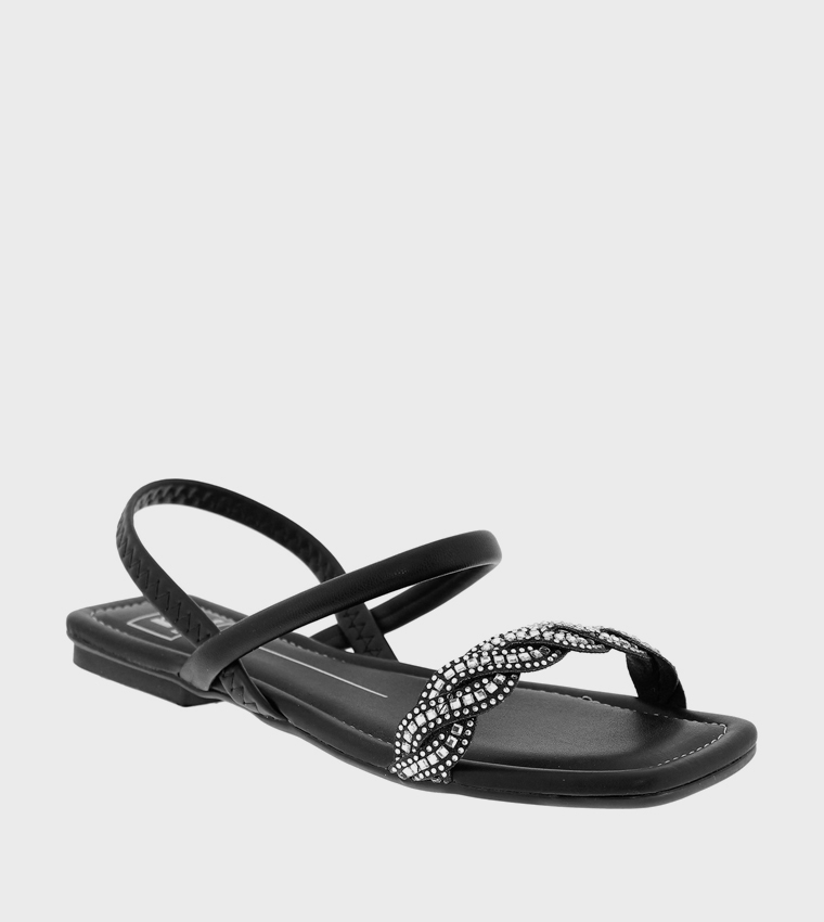 Embellished Open Toe Flat Sandals