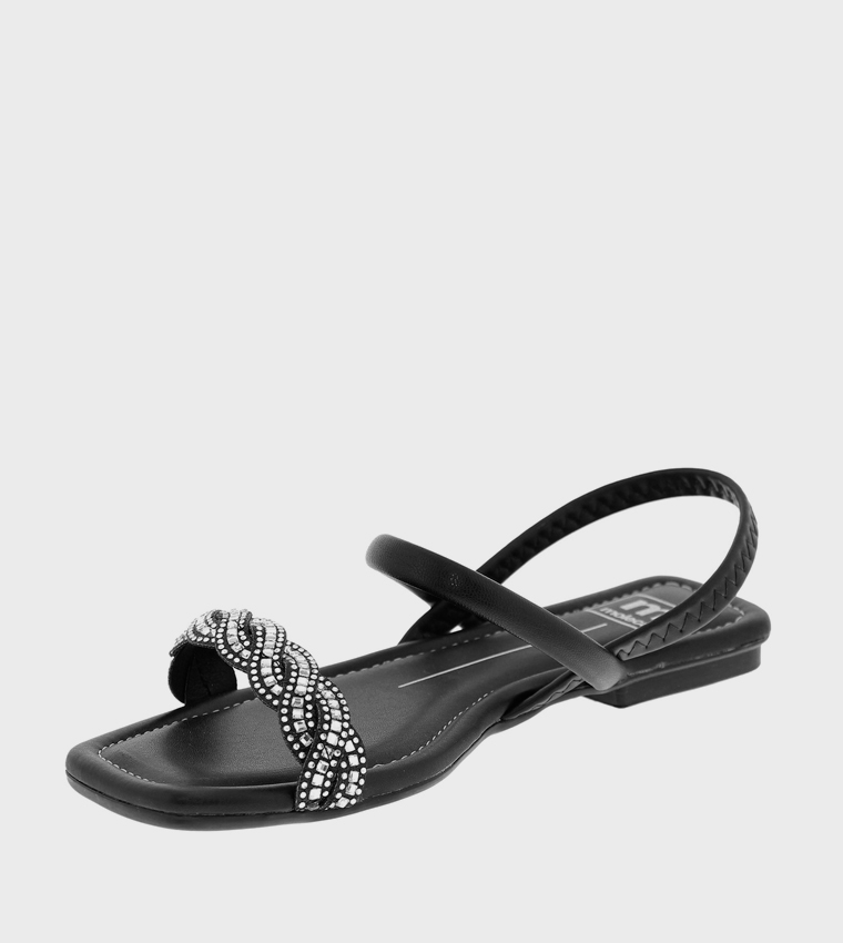 Embellished Open Toe Flat Sandals