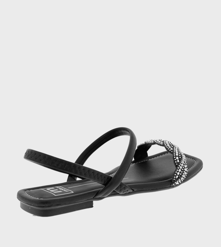 Embellished Open Toe Flat Sandals