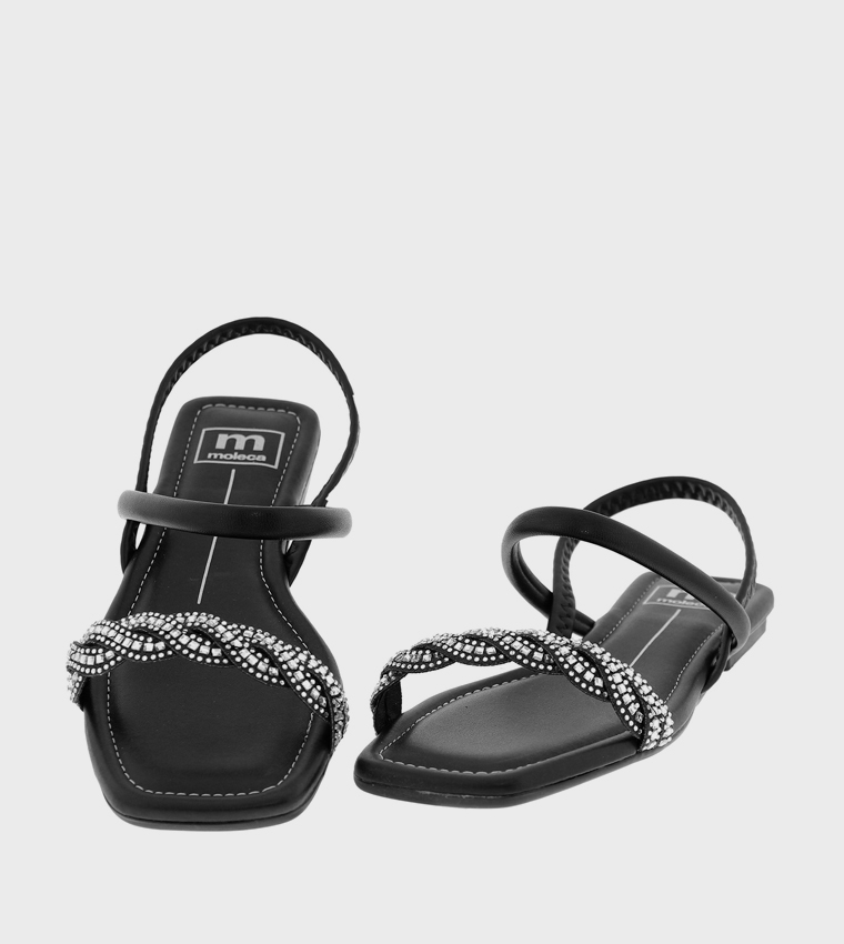 Embellished Open Toe Flat Sandals