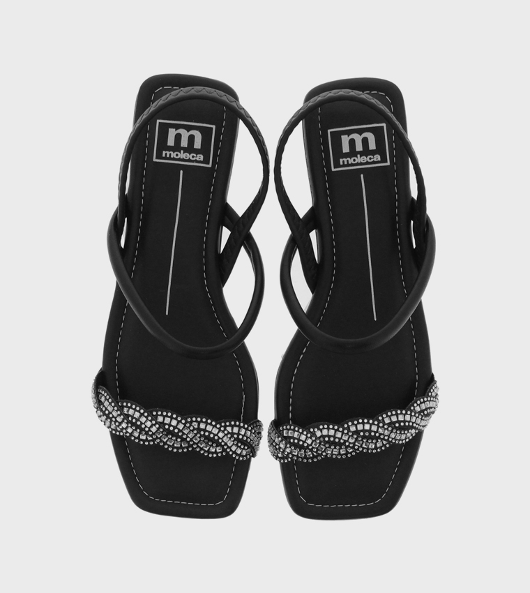 Embellished Open Toe Flat Sandals