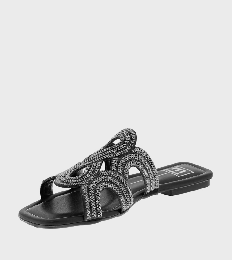 Embellished Open Toe Flat Sandals