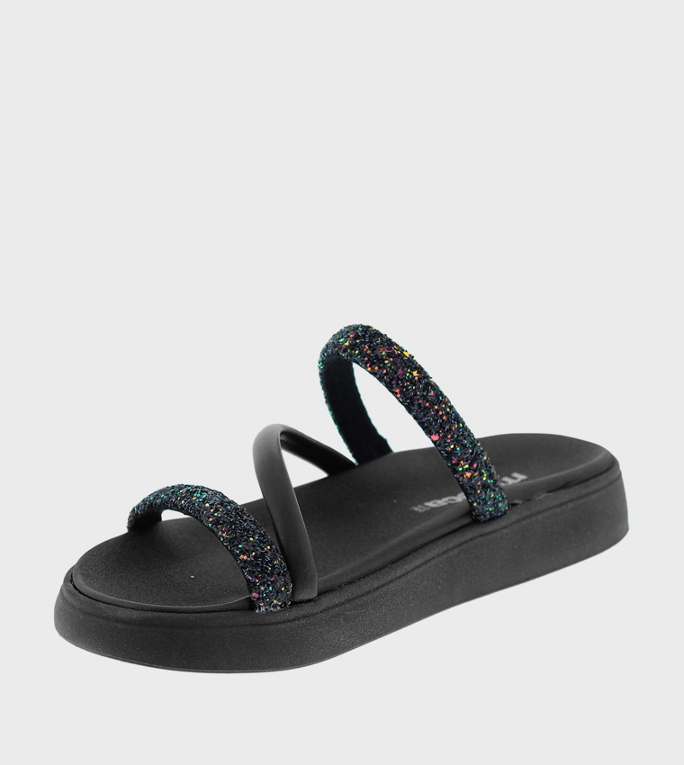 Embellished Open Toe Flatform Sandals