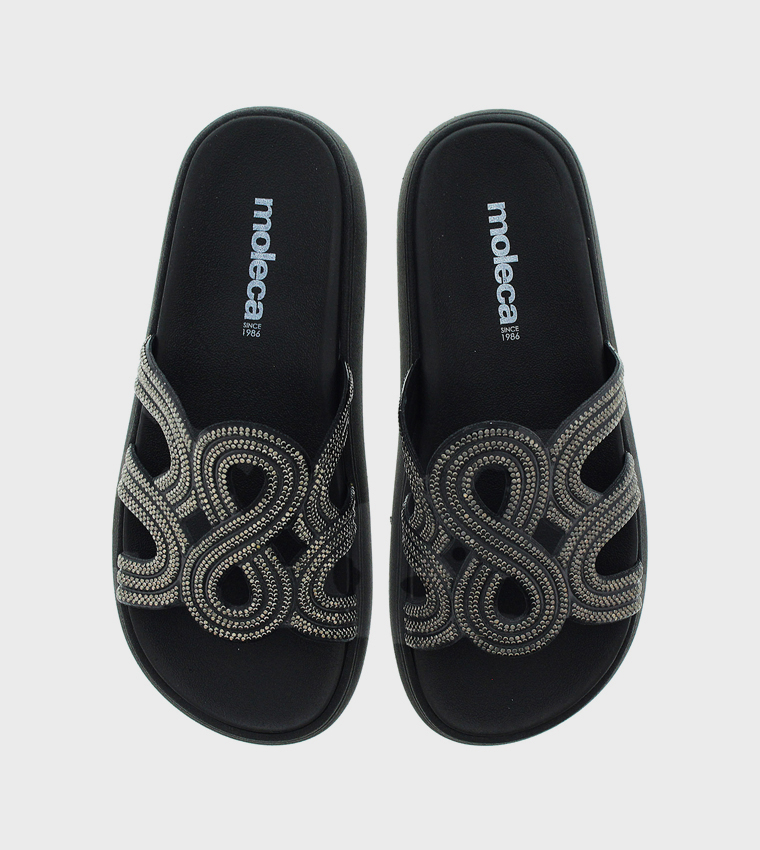 صندل فلات مزخرف بمقدمة مفتوحة