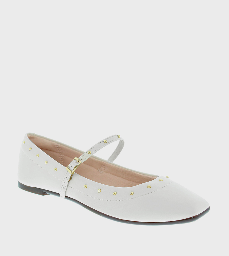 Stud Detail Square Toe Mary Jane Shoes
