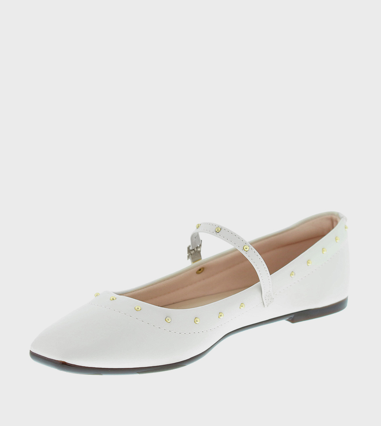 Stud Detail Square Toe Mary Jane Shoes