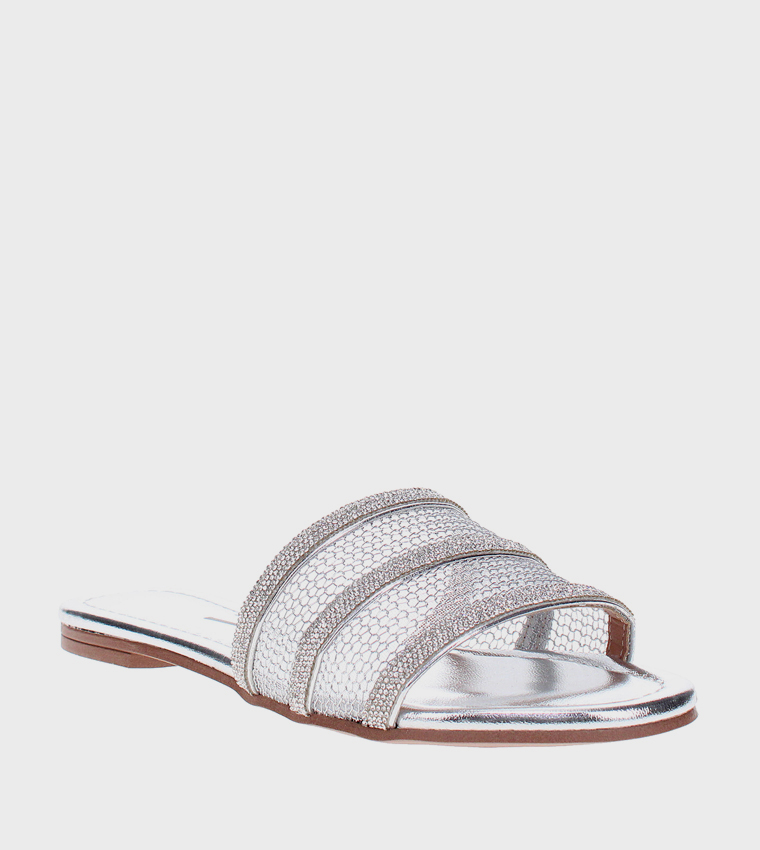 Embellished Open Toe Flat Sandals