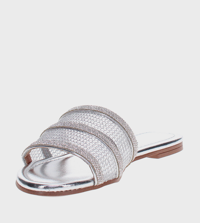 Embellished Open Toe Flat Sandals