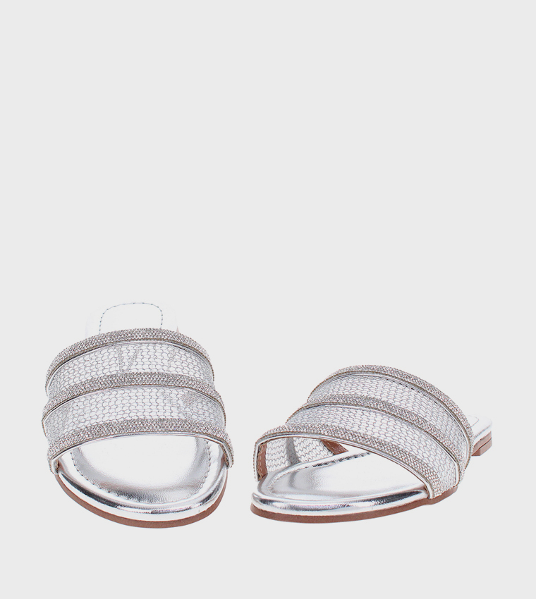 Embellished Open Toe Flat Sandals