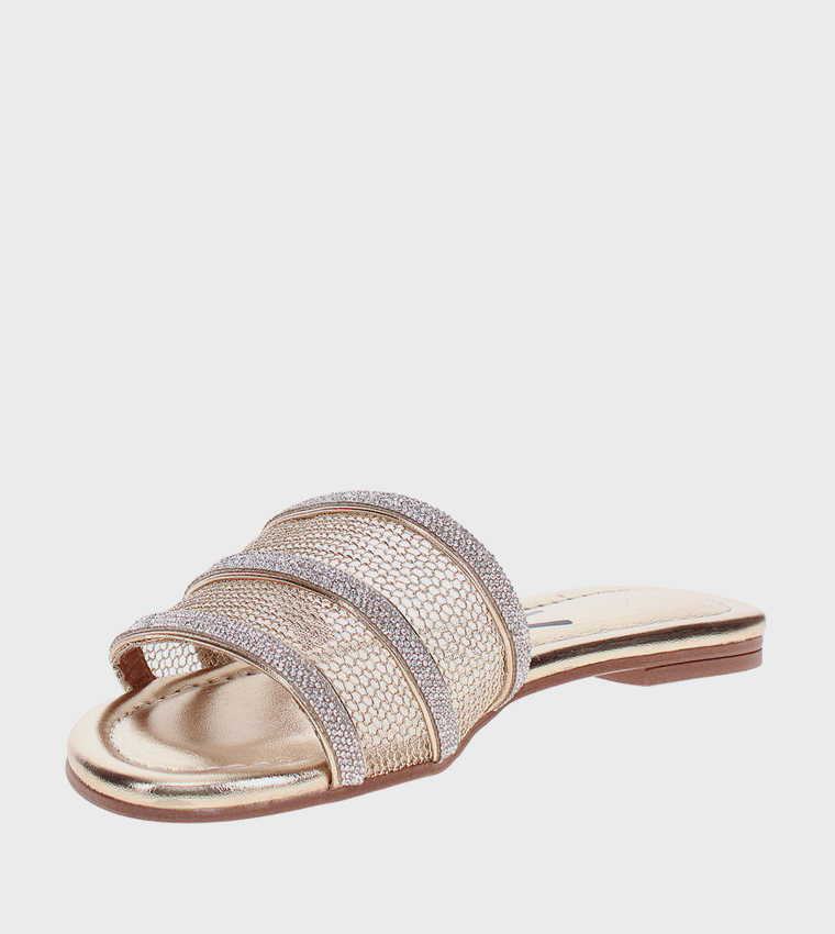 Embellished Open Toe Flat Sandals