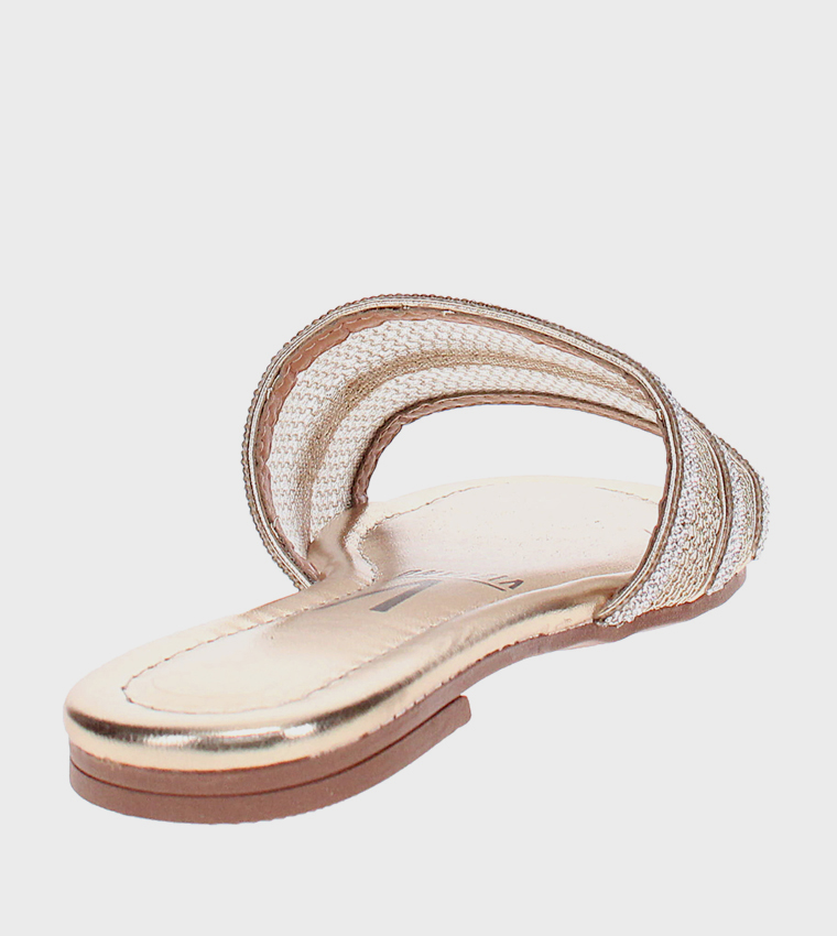 Embellished Open Toe Flat Sandals
