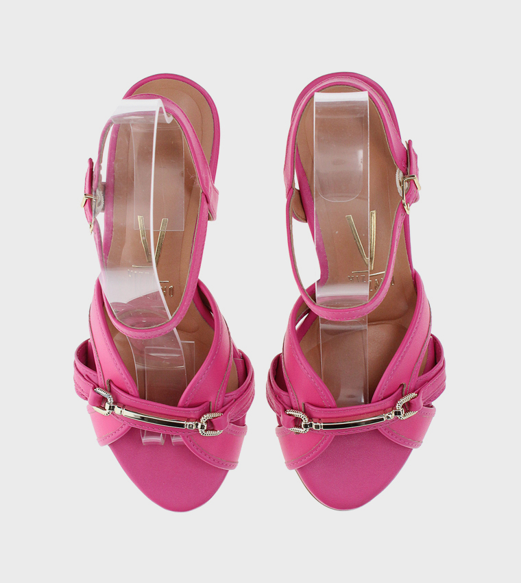 Metal Accent Ankle Strap Heel Sandals