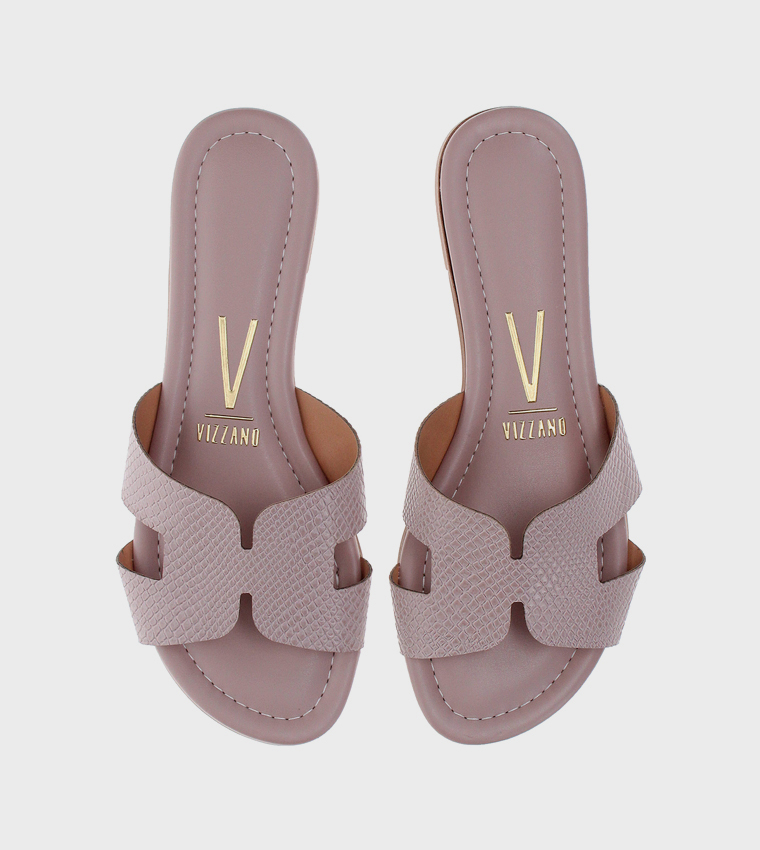 Textured Open Toe Flat Sandals