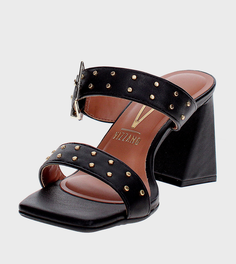 Buckle Strap Square Toe Heel Sandals