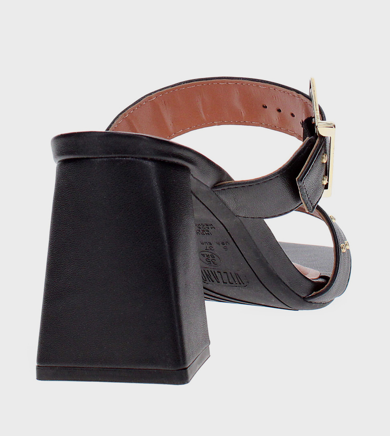 Buckle Strap Square Toe Heel Sandals