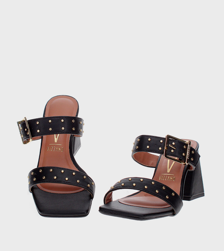 Buckle Strap Square Toe Heel Sandals