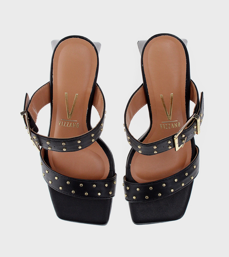 Buckle Strap Square Toe Heel Sandals
