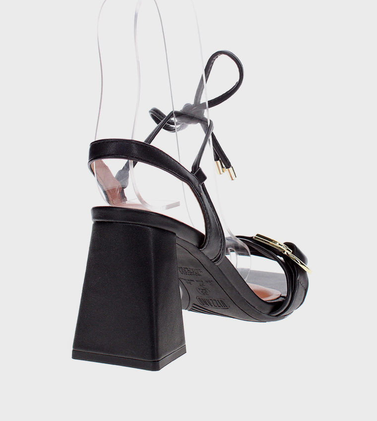 Ankle Tie Square Toe Heel Sandals