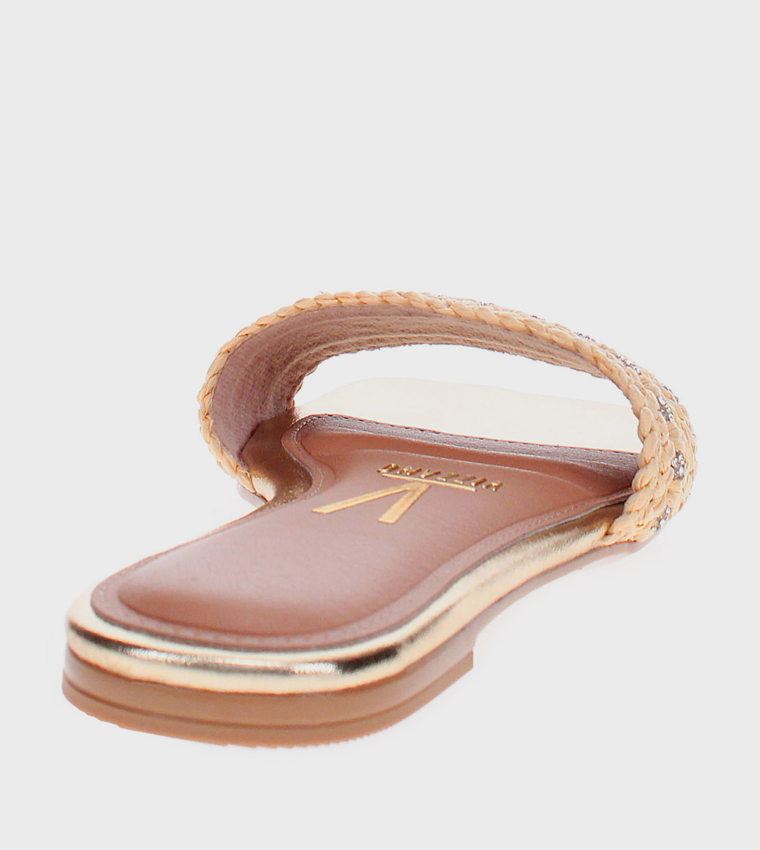 Embellished Square Toe Flat Sandals