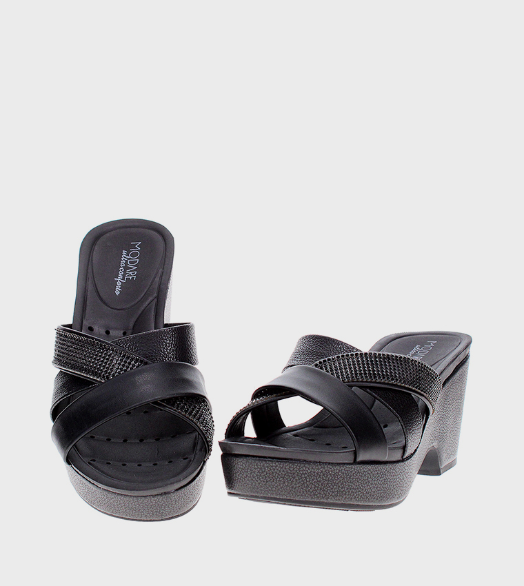 Embellished Strap Platform Heel Sandals