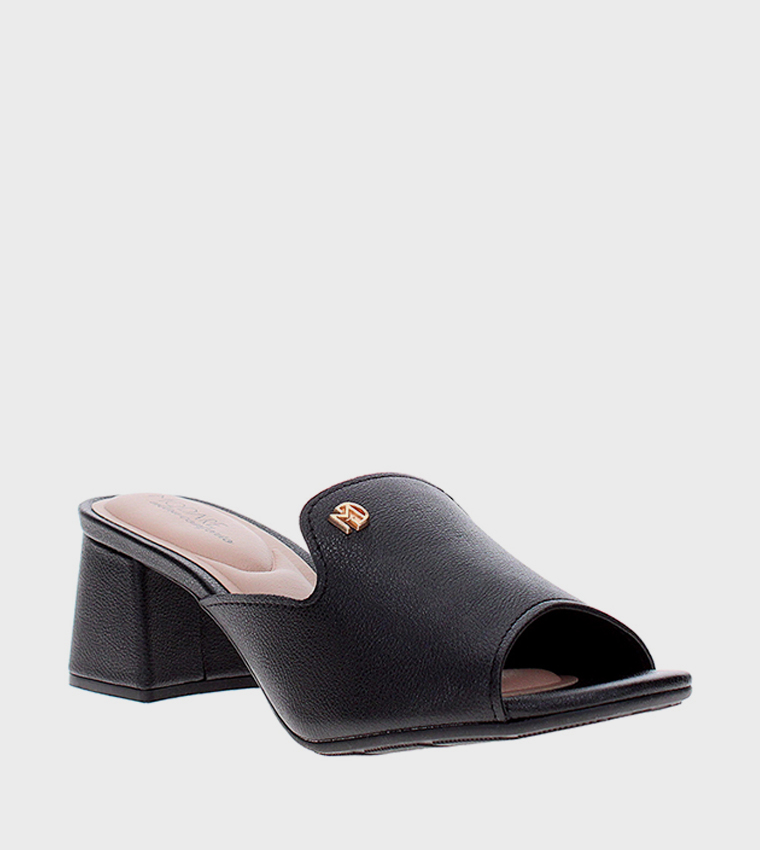 Textured Square Toe Heel Sandals