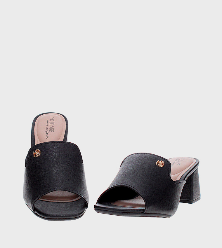 Textured Square Toe Heel Sandals
