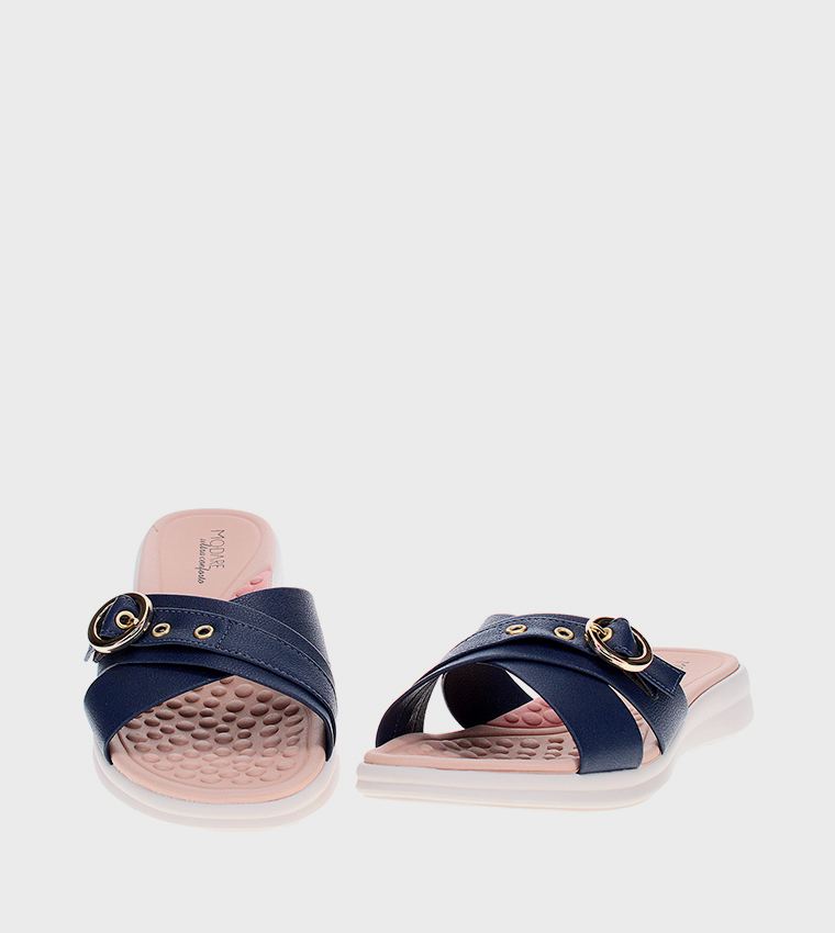Buckle Strap Open Toe Flat Sandals