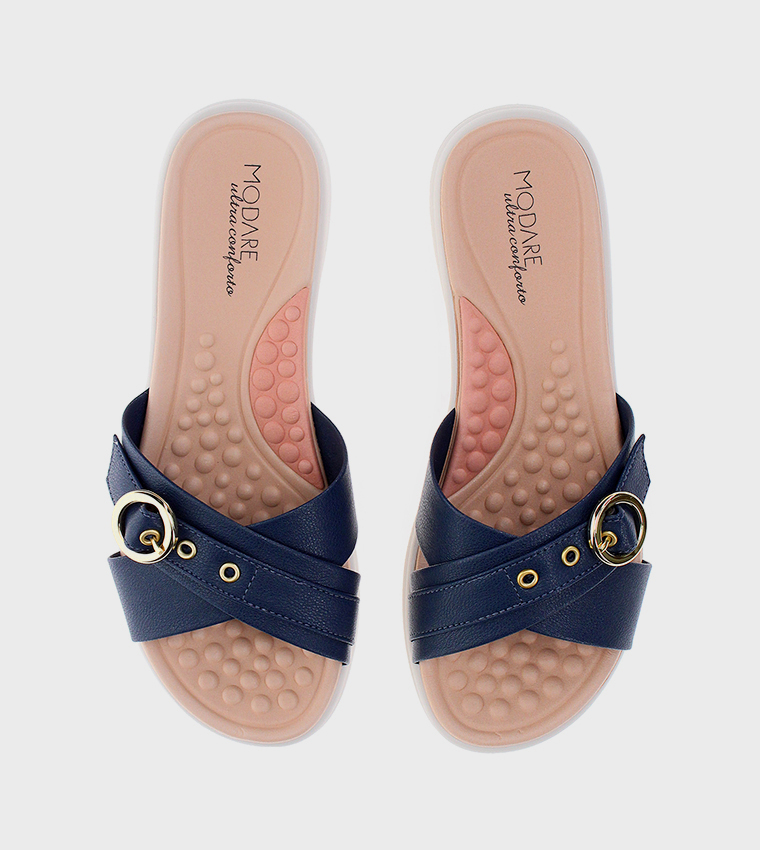 Buckle Strap Open Toe Flat Sandals