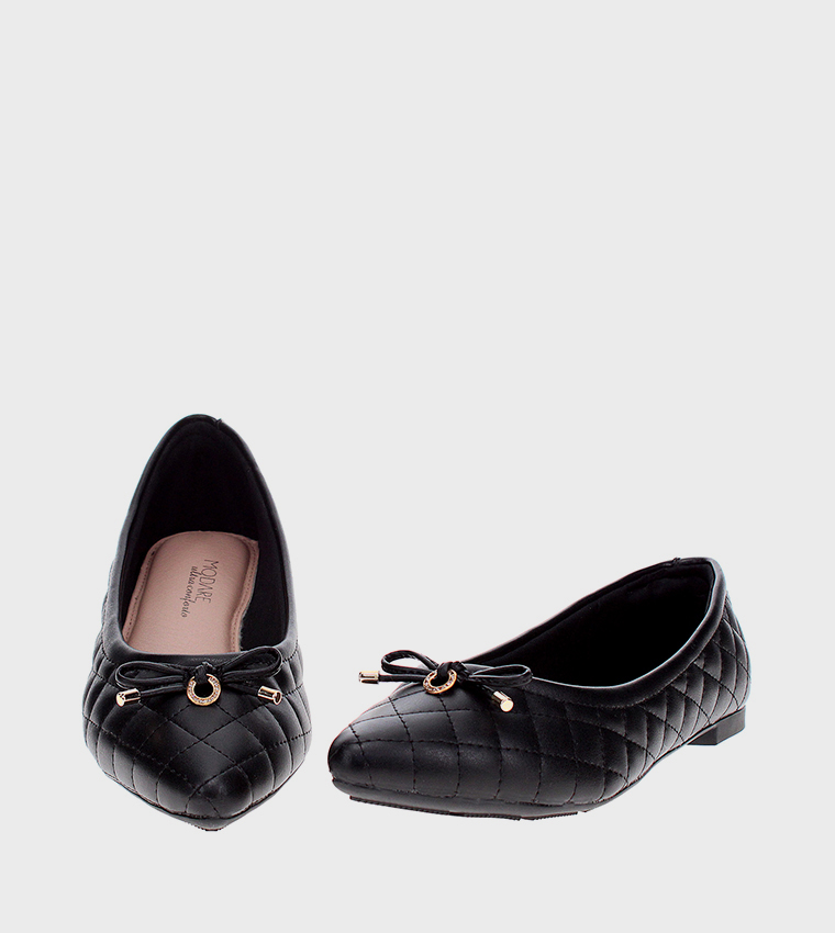Bow Detail Quilted Ballerinas