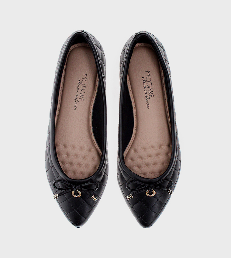 Bow Detail Quilted Ballerinas