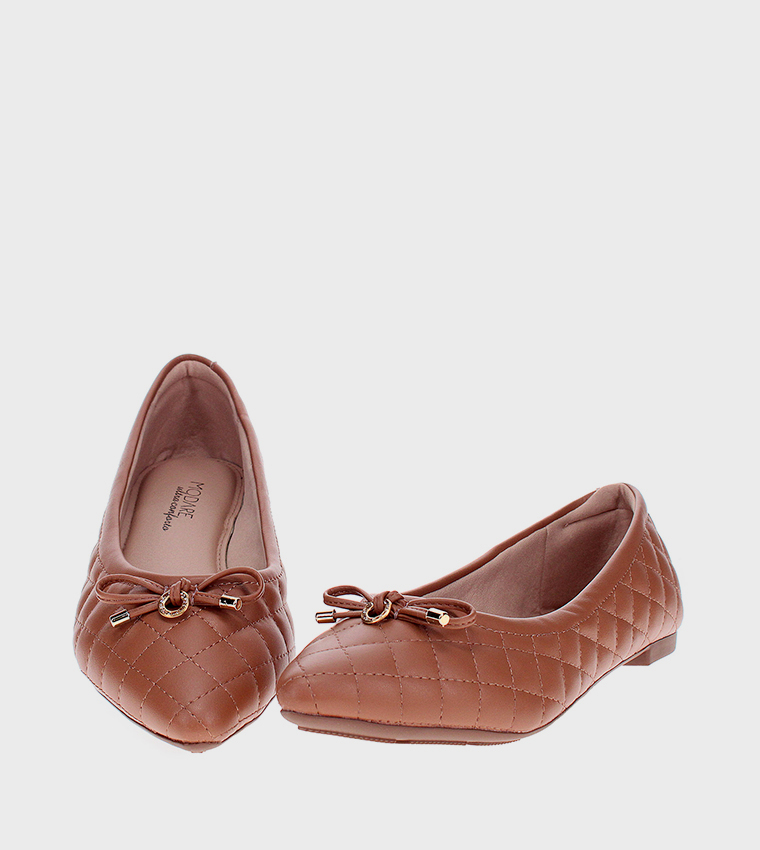 Bow Detail Quilted Ballerinas