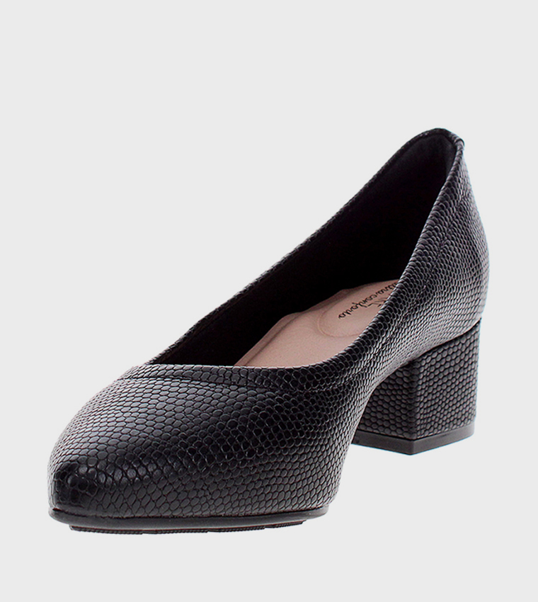 Textured Block Heel Pumps