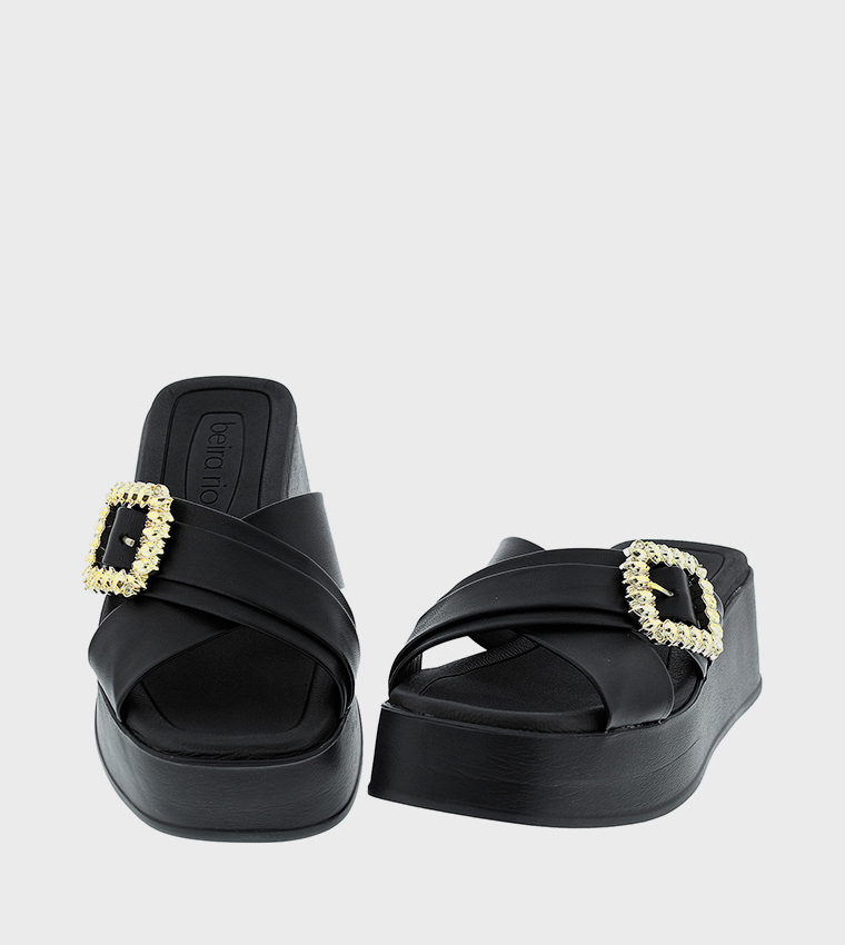 Buckle Detail Platform Sandals